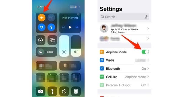Airplane mode in your iPhone settings