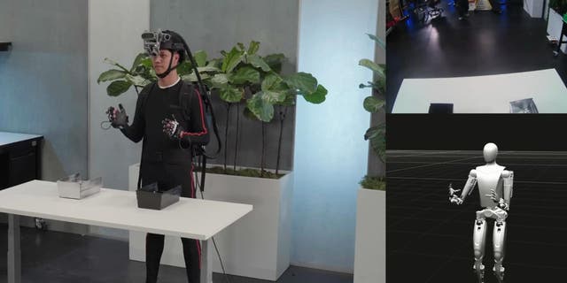Humans in motion capture suits, training AI.