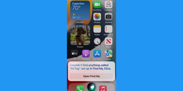 Eksik AirTag'i bulan Siri'nin ekran görüntüsü