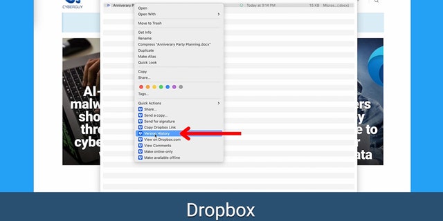 Save documents to Dropbox
