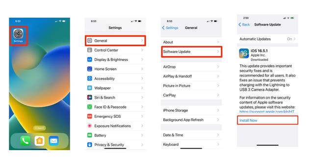 Steps to iOS update on iPhone