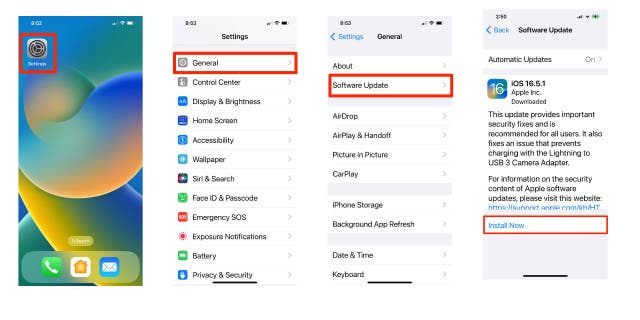 iPhone'da iOS güncelleme adımları