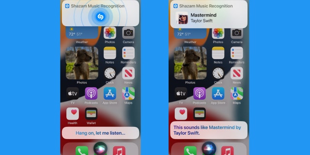 Sesi dinleyen Siri'nin ekran görüntüsü