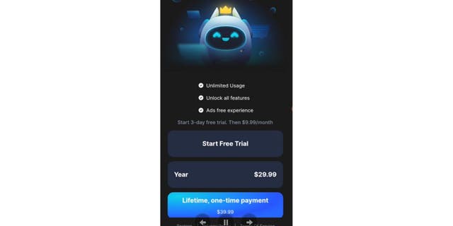 Contoh biaya uji coba di aplikasi AI
