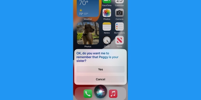 Screenshot of Siri identifying a phone contact