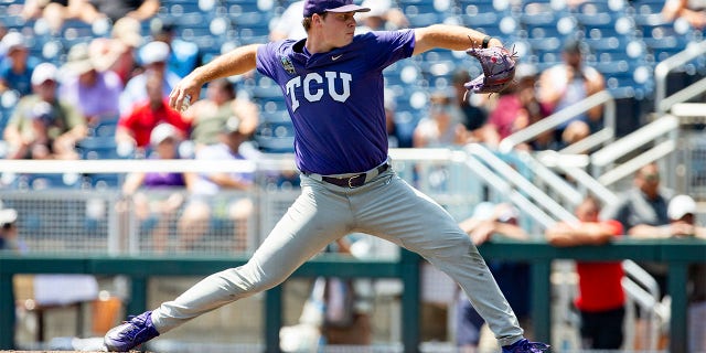 Cam Brown throws pitch