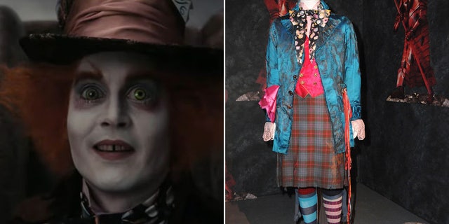 Johnny Depp as the Mad Hatter and his costume split
