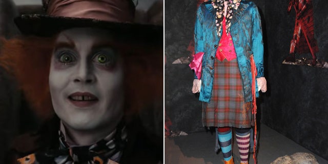 Johnny Depp as the Mad Hatter and his costume split