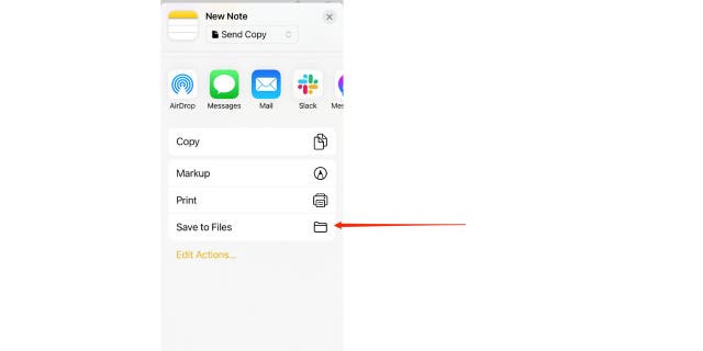 Notes uygulamasında ekran görüntüsü talimatları.