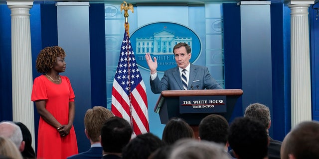 John Kirby takes questions from White House press pool