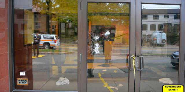 Damaged doors at synagogue