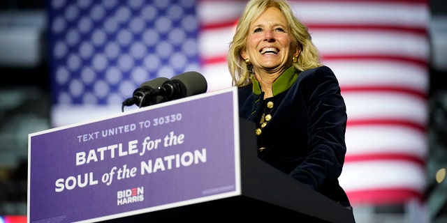 Jill Biden speaking at an event