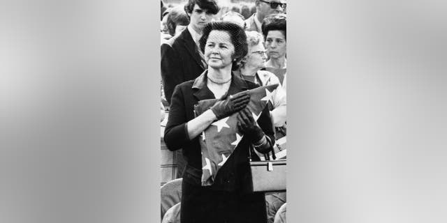 Mrs. Audie Murphy at funeral