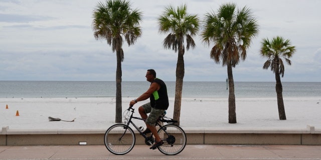 Man riding a bicycle in Clearwater Beach