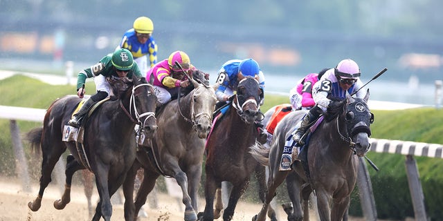Horses run at Belmont Stakes