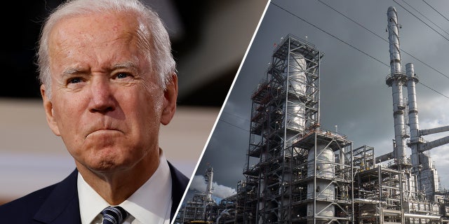 President Biden and a power plant