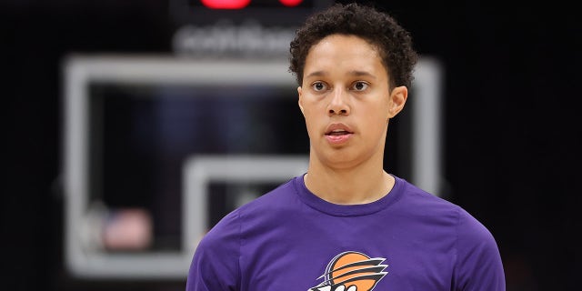 Brittney Griner looks on court pregame