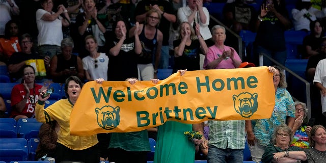 Fans hold a sign for Brittney Griner