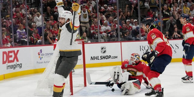 Chandler Stephenson celebrates a goal