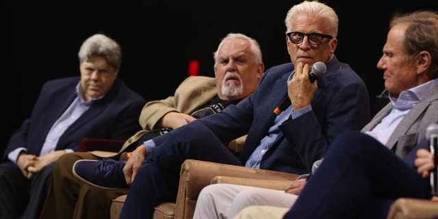 George Wendt, John Ratzenberger and Ted Danson look on, seated on stage at the ATX TV Festival
