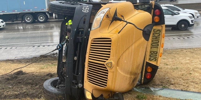 overturned school bus
