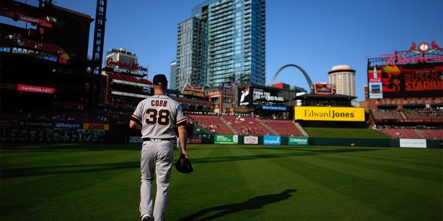 Alex Cobb camina hacia los jardines