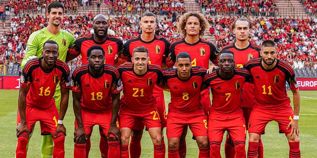 Thibaut Courtois with the Belgium starters