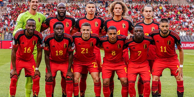 Thibaut Courtois with the Belgium starters