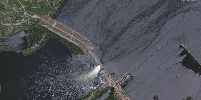 Overview of Kakhovka dam after attack