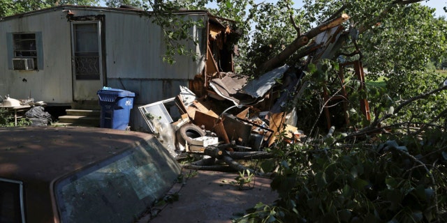 Damage to a home in Carlisle, Arkansas