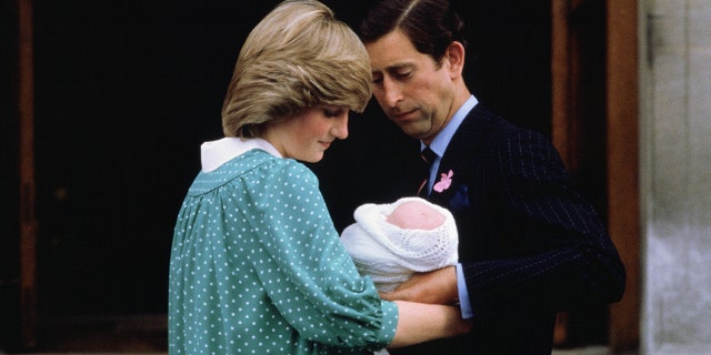 Diana with William outside hospital