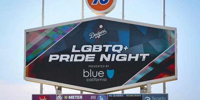 Pride Night signage at Dodger Stadium