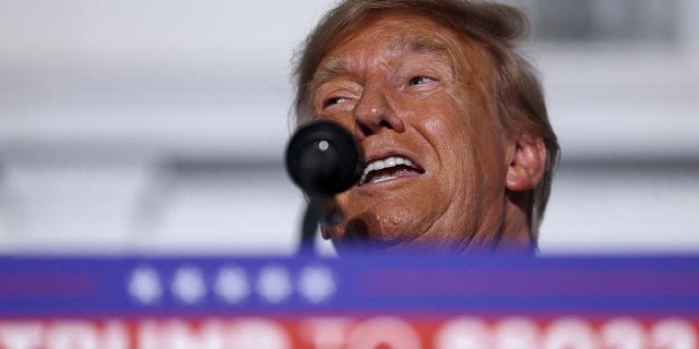 Donald Trump speaks to supporters at Trump National Golf Club Bedminster