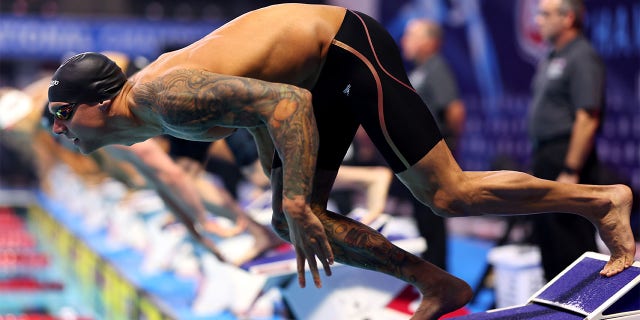 Caeleb Dressel on the starting block