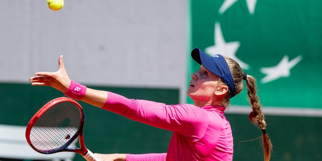 Elena Rybakina during a match at Roland Garros