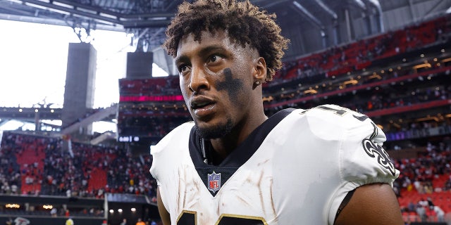 Michael Thomas reacts after a game