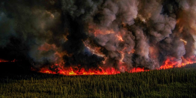 British Columbia wildfire aerial view