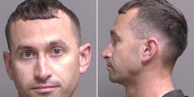 Gared Canalees looks straight on at the camera, and faces sideways in a booking photo.