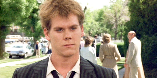 Kevin Bacon filming a scene for "Footloose"