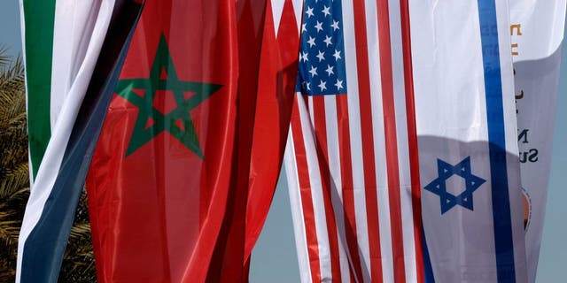 Banderas de Israel, Estados Unidos y Marruecos
