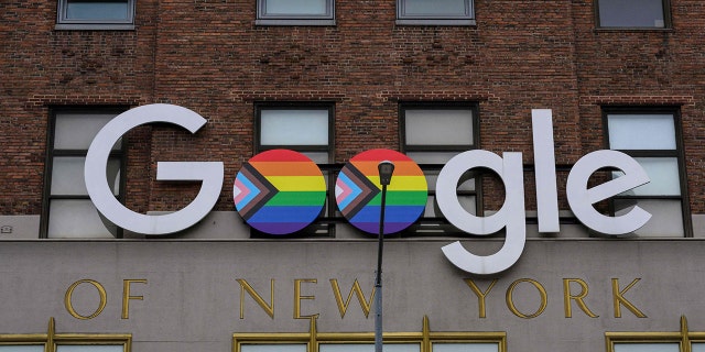 Google logo with trans LGBTQ+ inserts