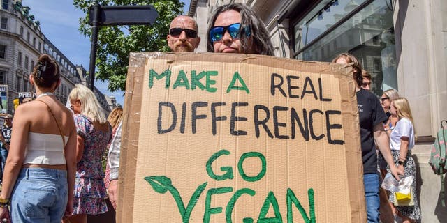 Woman holding a pro-vegan sign