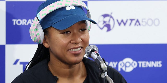 Naomi Osaka speaks to the media