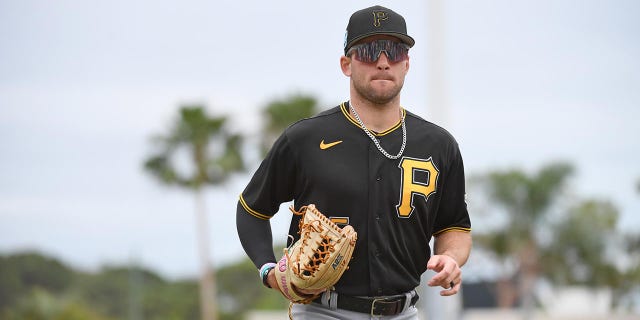 Travis Swaggerty during a spring training game