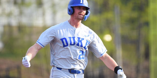 MJ Metz rounds the bases against Boston College