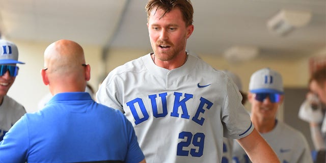 MJ Metz after hitting a home run against Boston College