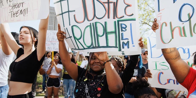 BLM sign at Ralph Yarl protest