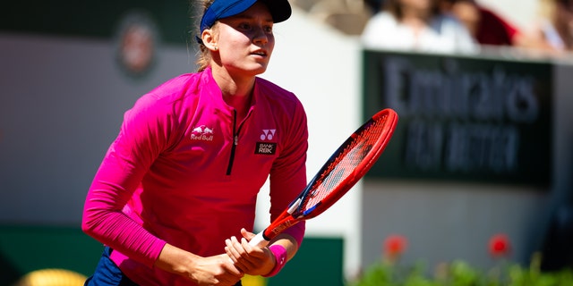 Elena Rybakina plays during the French Open