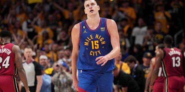 Nikola Jokic plays during Game 1 of NBA Finals