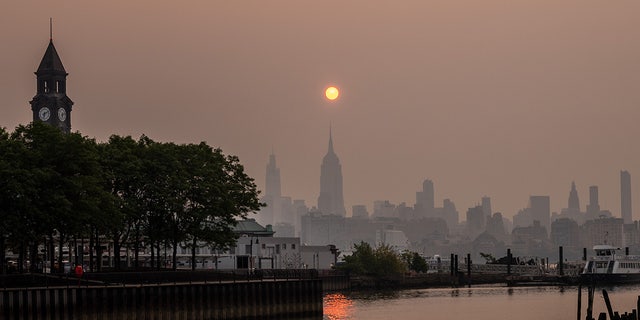 NYC skyline smoke